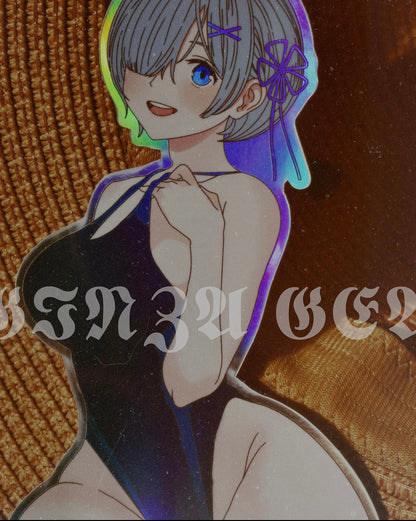 REM ANIME GIRL SPOT HOLOGRAPHIC STICKER/DECAL ANIME